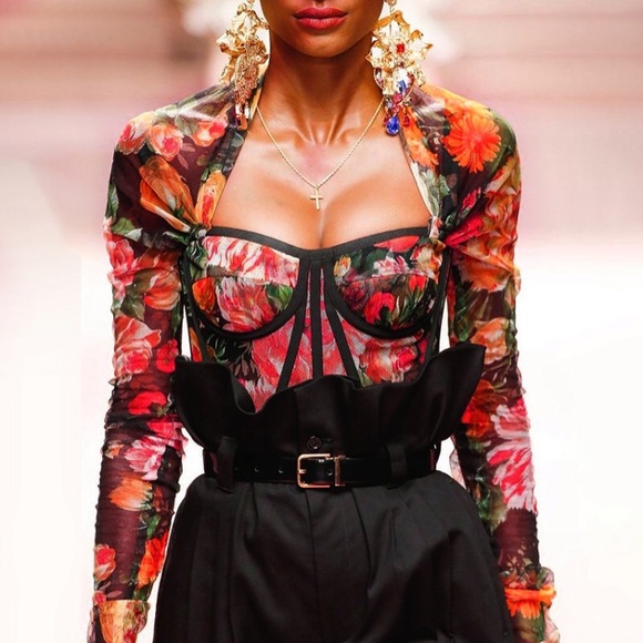 SOLD OUT Floral Mesh Bustier Crop Top - Picture 2 of 16